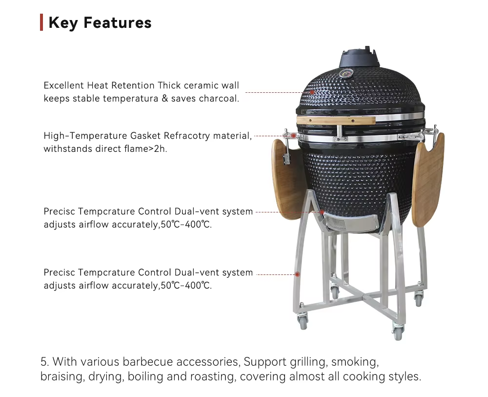 custom size 13inch high quality bbq rotisserie multiple cooking modes carbon grill for patio mini ceramic barbecue kamado