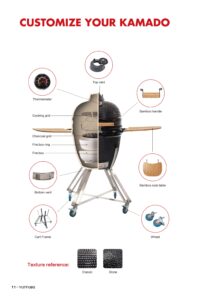 13 inch mini kamado ceramic bbq grill | for 1‑2 people