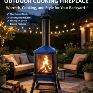 Outdoor Cooking Fireplace with Blue Enamel: Warmth, Flavor, and Style for Your Backyard