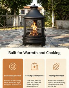 outdoor cooking fire pit: warmth, flame cooking, and backyard gatherings in one design