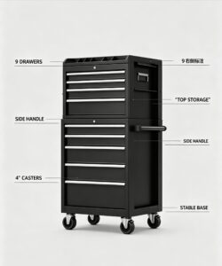 26.5 inch 9 drawers tool chest：built to keep your tools organized and secure