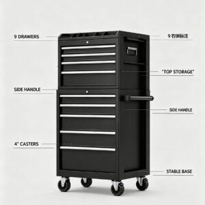 26.5 inch 9 drawers tool chest：built to keep your tools organized and secure