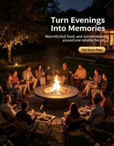 49" outdoor fire pit: large scale warmth for backyard gatherings