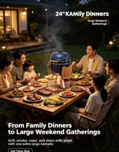 24" kamado bbq grill: extra large ceramic grilling for 8–10 people