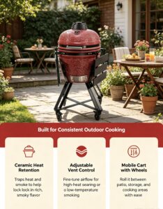 19" kamado bbq grill: large size ceramic grilling for 6–8 people
