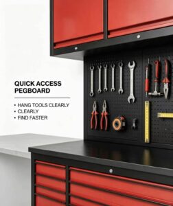 72 inch 15 drawers tool chest with up cabinet & pegboard (htc7218rc)