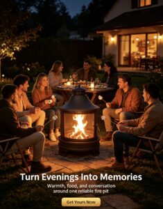 outdoor cooking fire pit: warmth, flame cooking, and backyard gatherings in one design