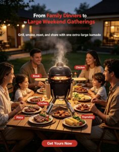 21" kamado bbq grill: extra large ceramic grilling for 8–10 people