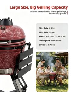 19" kamado bbq grill: large size ceramic grilling for 6–8 people