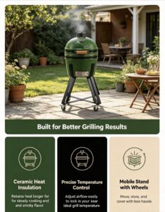 16" kamado bbq grill: compact ceramic grilling for small patios, balconies, and weekend gatherings