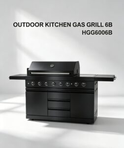outdoor kitchen gas grill 6b black powder coated (hgg6006b)