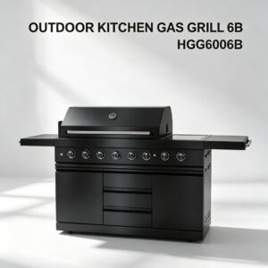 outdoor kitchen gas grill 6b black powder coated (hgg6006b)