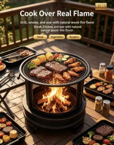 outdoor cooking fire pit: warmth, flame cooking, and backyard gatherings in one design