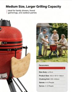 18" kamado bbq grill: medium size ceramic grilling for 4–6 people