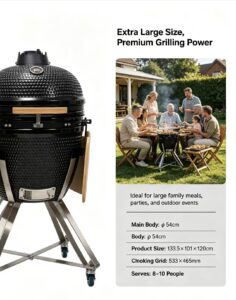 21" kamado bbq grill: extra large ceramic grilling for 8–10 people
