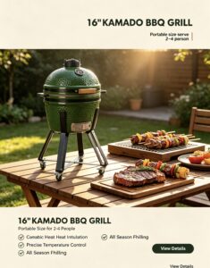 16" kamado bbq grill: compact ceramic grilling for small patios, balconies, and weekend gatherings