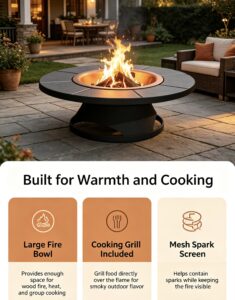 49" outdoor fire pit: large scale warmth for backyard gatherings