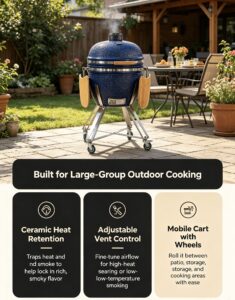 24" kamado bbq grill: extra large ceramic grilling for 8–10 people