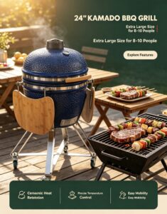 24" kamado bbq grill: extra large ceramic grilling for 8–10 people