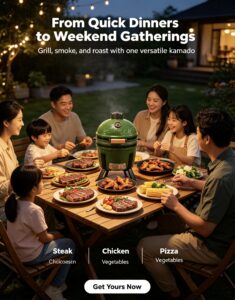 16" kamado bbq grill: compact ceramic grilling for small patios, balconies, and weekend gatherings