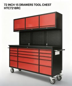 72 inch 15 drawers tool chest with up cabinet & pegboard (htc7218rc)