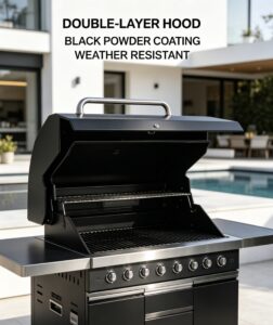 outdoor kitchen gas grill 6b black powder coated (hgg6006b)