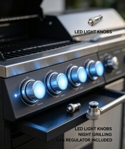 outdoor kitchen gas grill 6b black powder coated (hgg6006b)