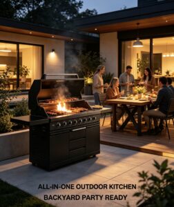 outdoor kitchen gas grill 6b black powder coated (hgg6006b)