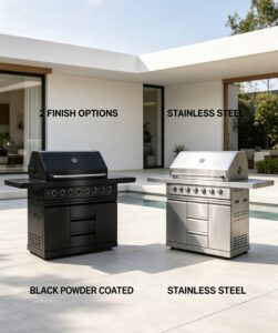 outdoor kitchen gas grill 6b black powder coated (hgg6006b)