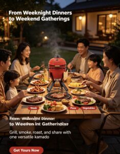 18" kamado bbq grill: medium size ceramic grilling for 4–6 people
