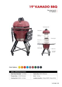 19" kamado bbq grill: large size ceramic grilling for 6–8 people